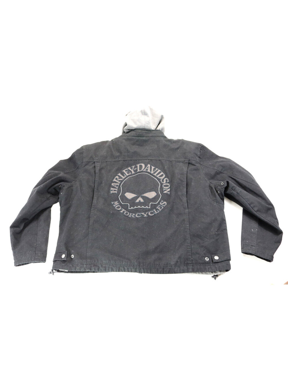 harley davidson jacket 3XL black gray cotton canvas Willie G Skull hoodie liner